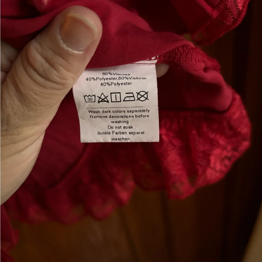 Red Ruffled Buttoned Blouse - Picture 4 of 5